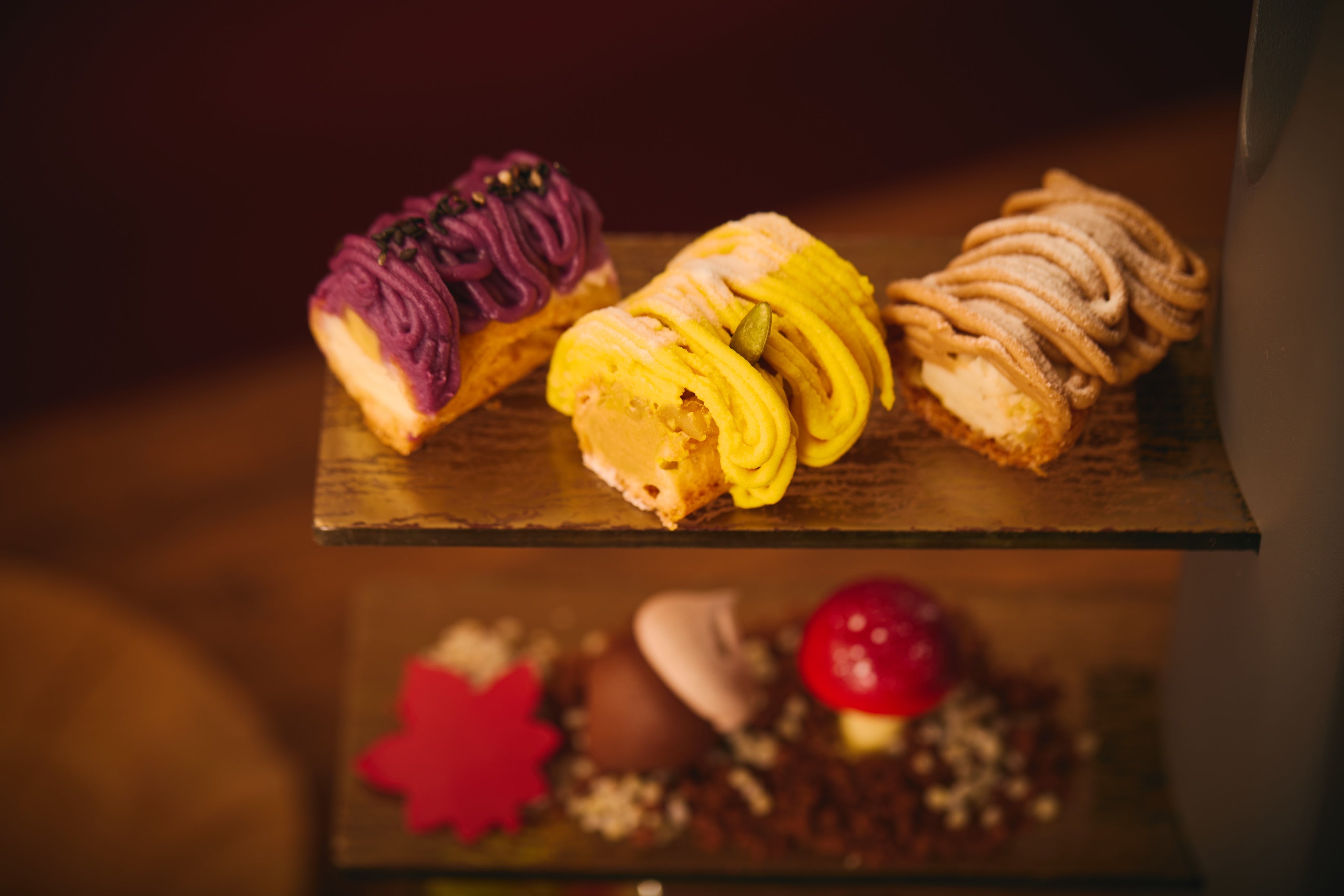 ①紫芋モンブラン②南瓜モンブラン③栗モンブラン