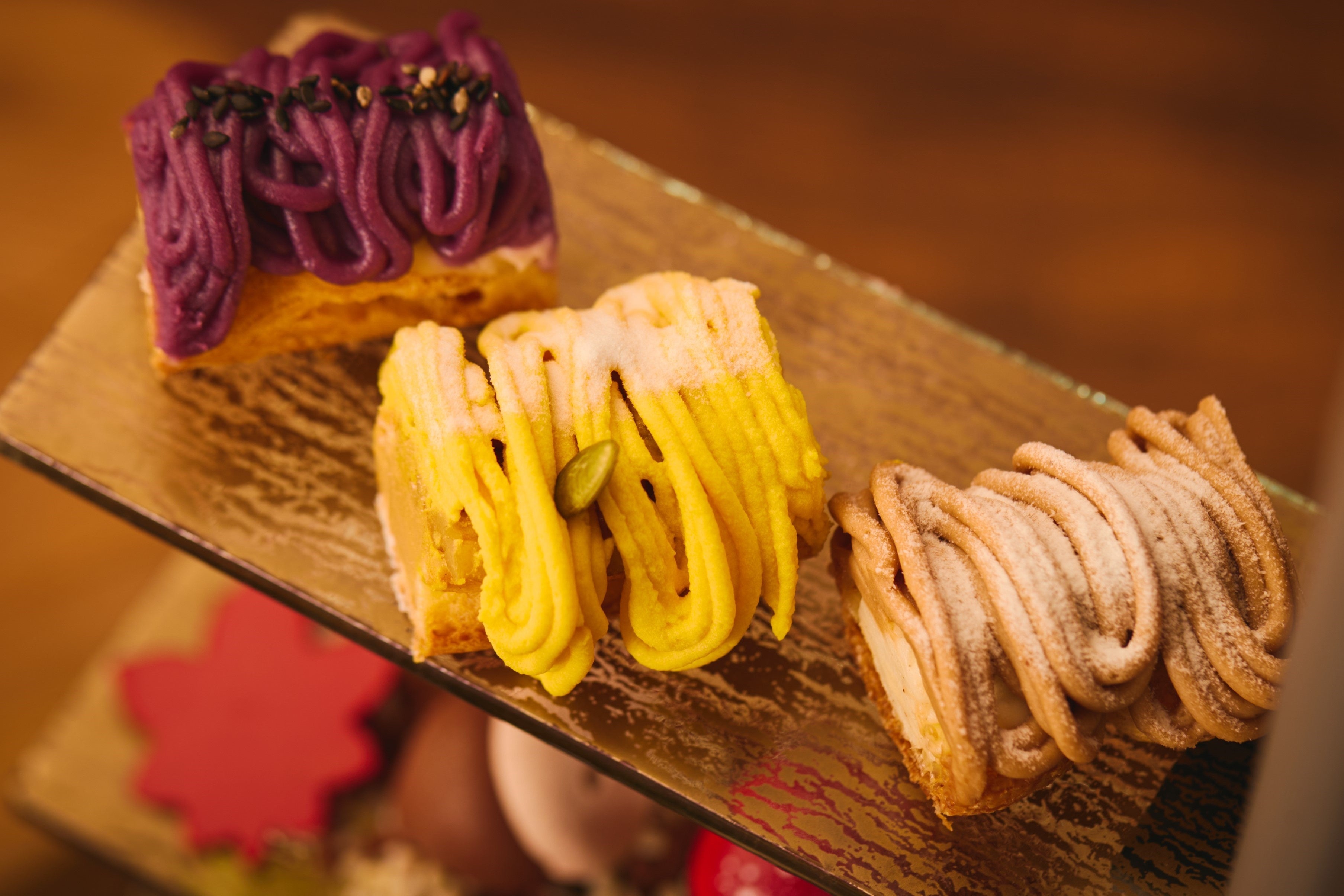 ①紫芋モンブラン②南瓜モンブラン③栗モンブラン