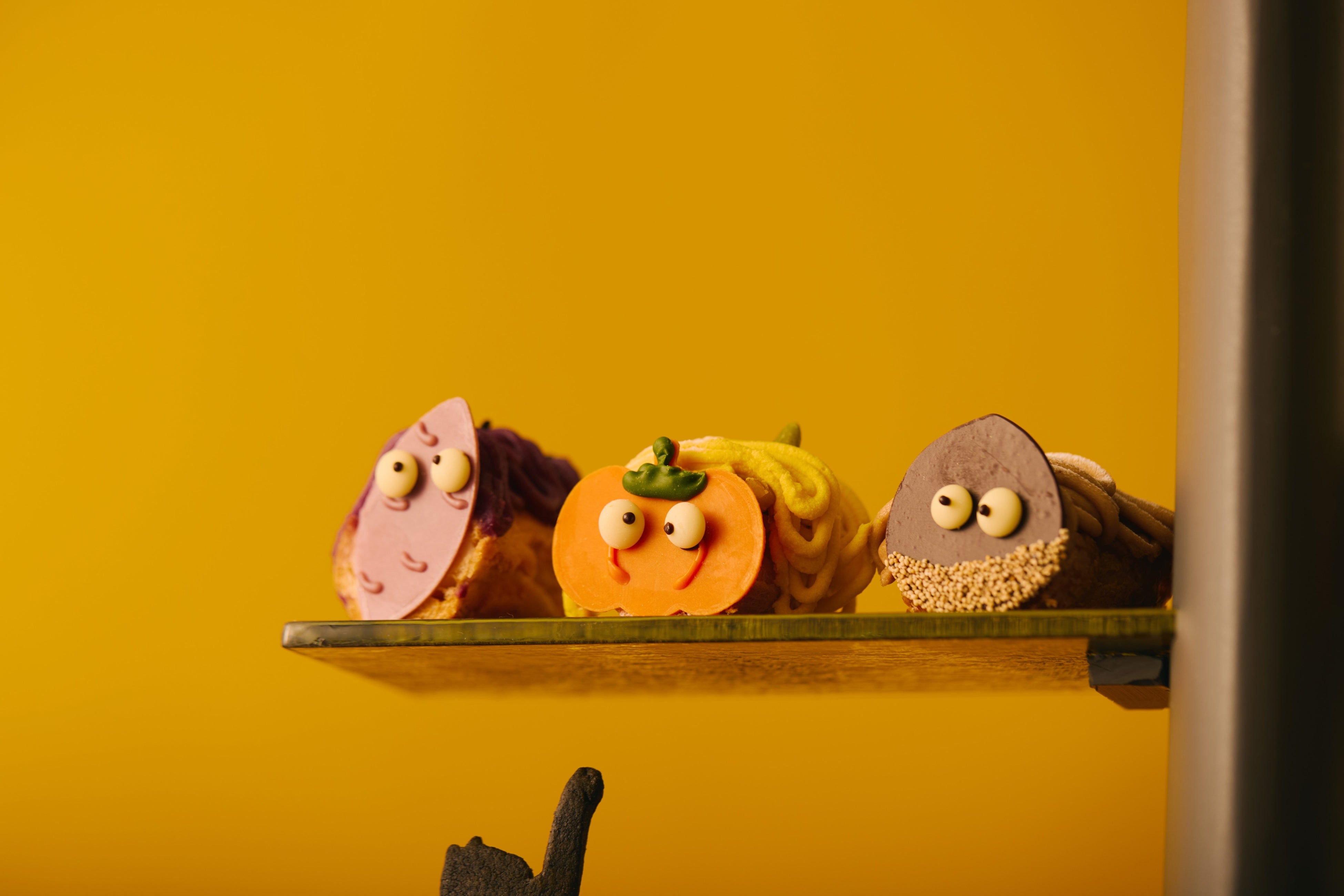 3種のモンブラン食べ比べ(左から紫芋モンブラン,南瓜モンブラン,栗モンブラン)