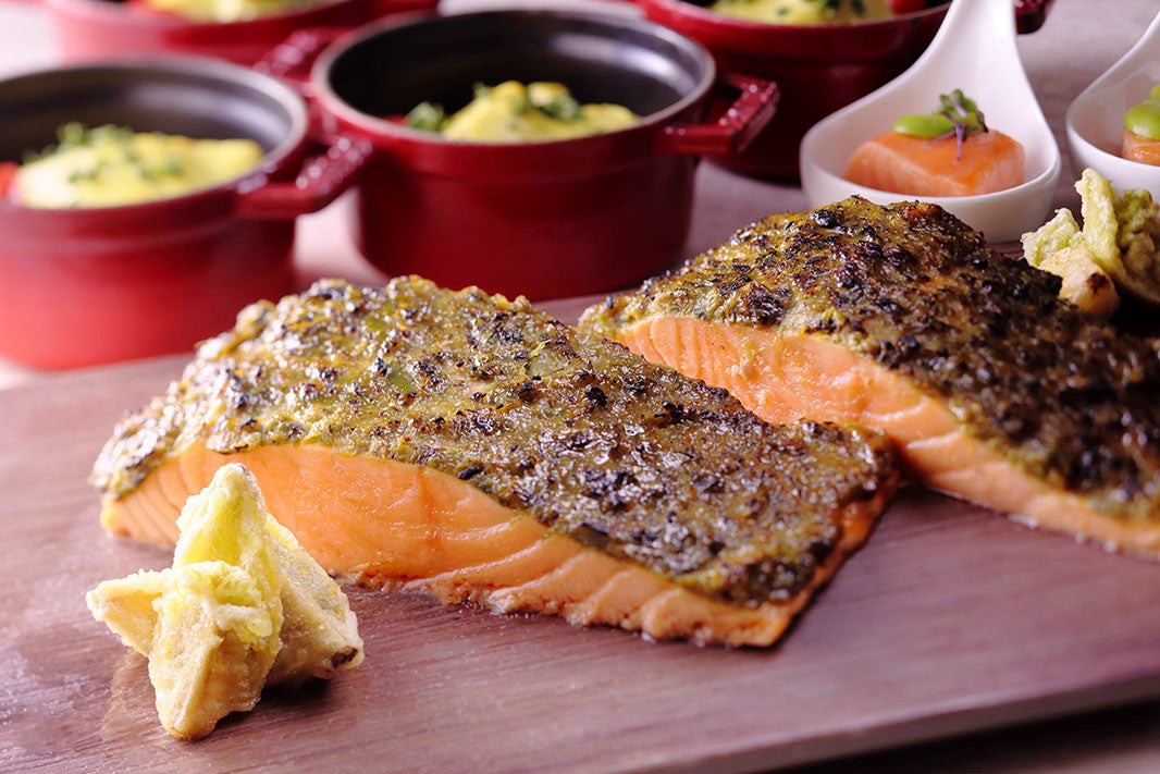 サーモンのオーブン焼き フキノトウ味噌