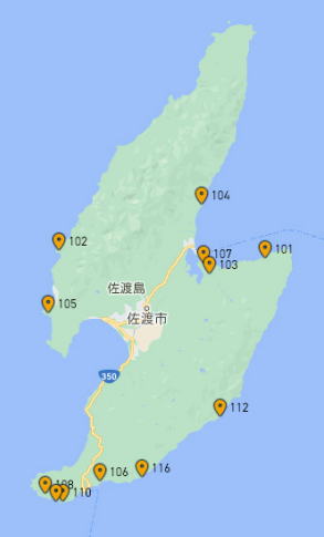 競技中に運営者が確認できる参加者の位置情報（表示例）