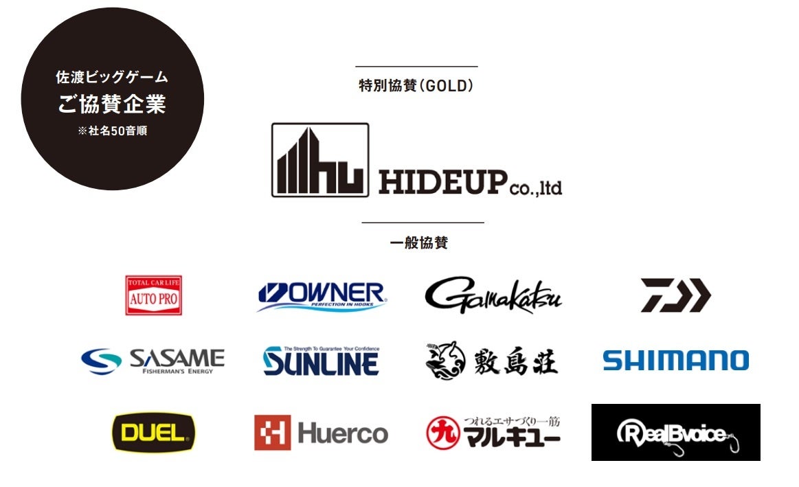 釣具メーカー様はじめ、様々な業種の企業様より協賛をいただきました。
