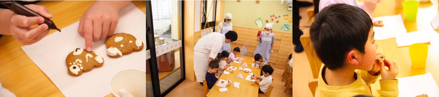 色々工夫して可愛くしてね　　　　　　一生懸命に描いてます　　　　　　　　さっそく食べてみよう！