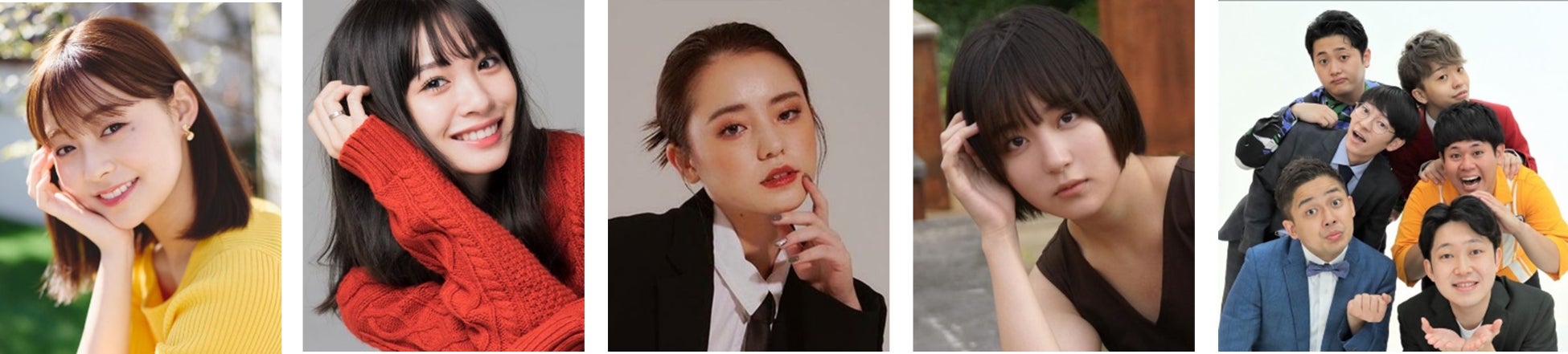 (左から)田﨑さくら、中川紅葉、東あさか、南野巴那、泥水すすり隊(上からサンタモニカ、マーブルB、世界クジラ)