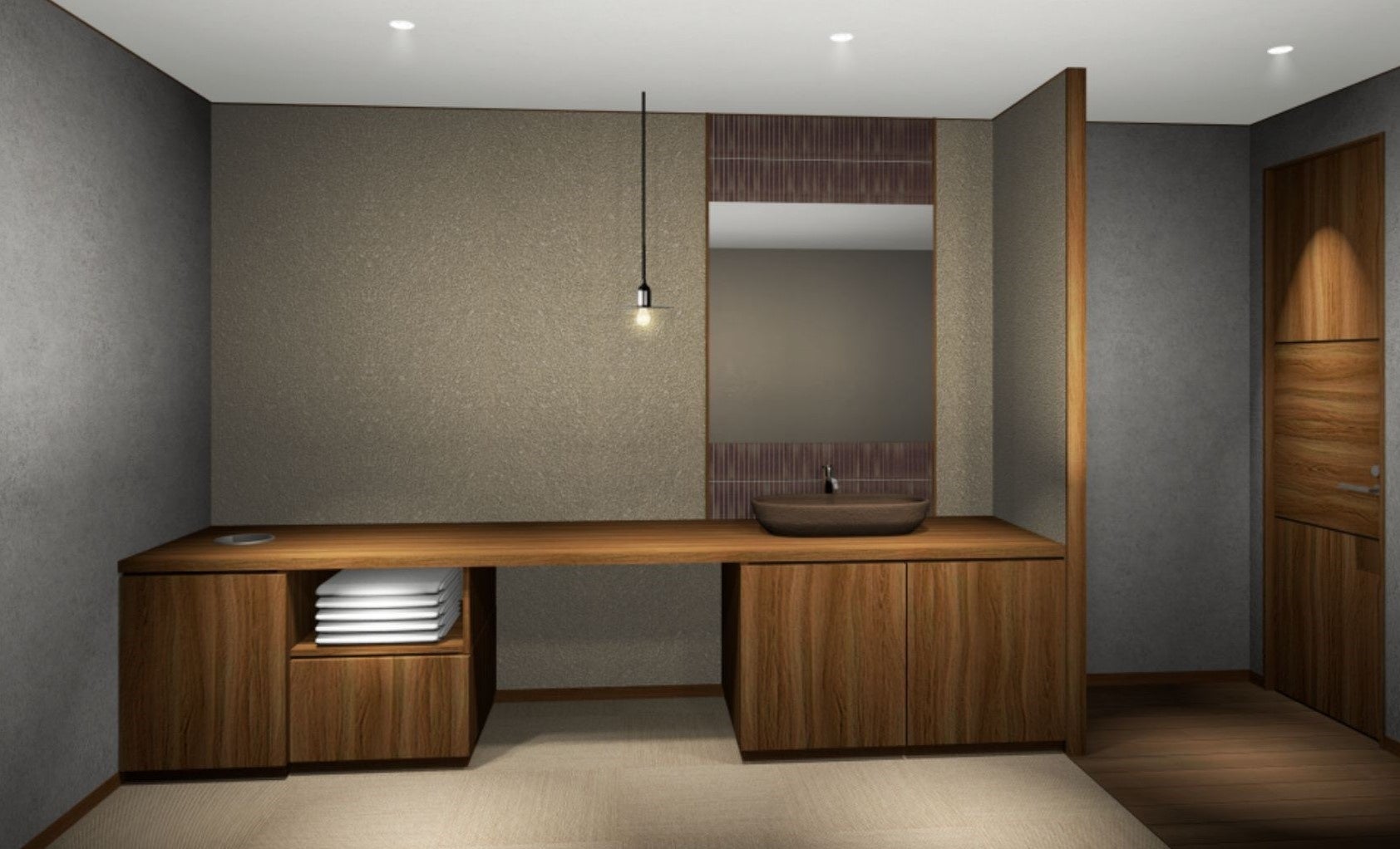 ▲脱衣所・・・水周りも木のぬくもりを感じる優しい空間