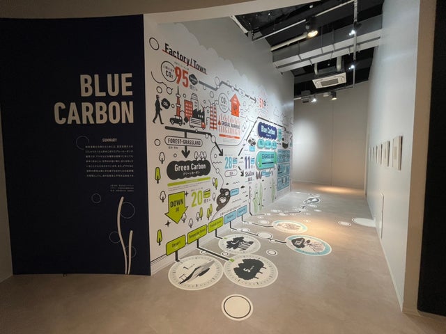 館内に展示されている壁面アート「BLUE CARBON」