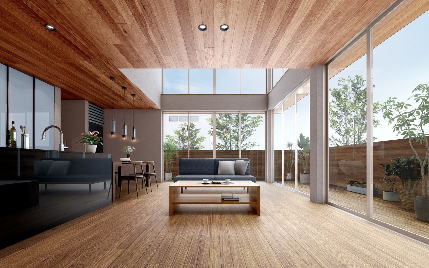 剛木造で実現する仕切りの無い大空間、大開口のイメージ②