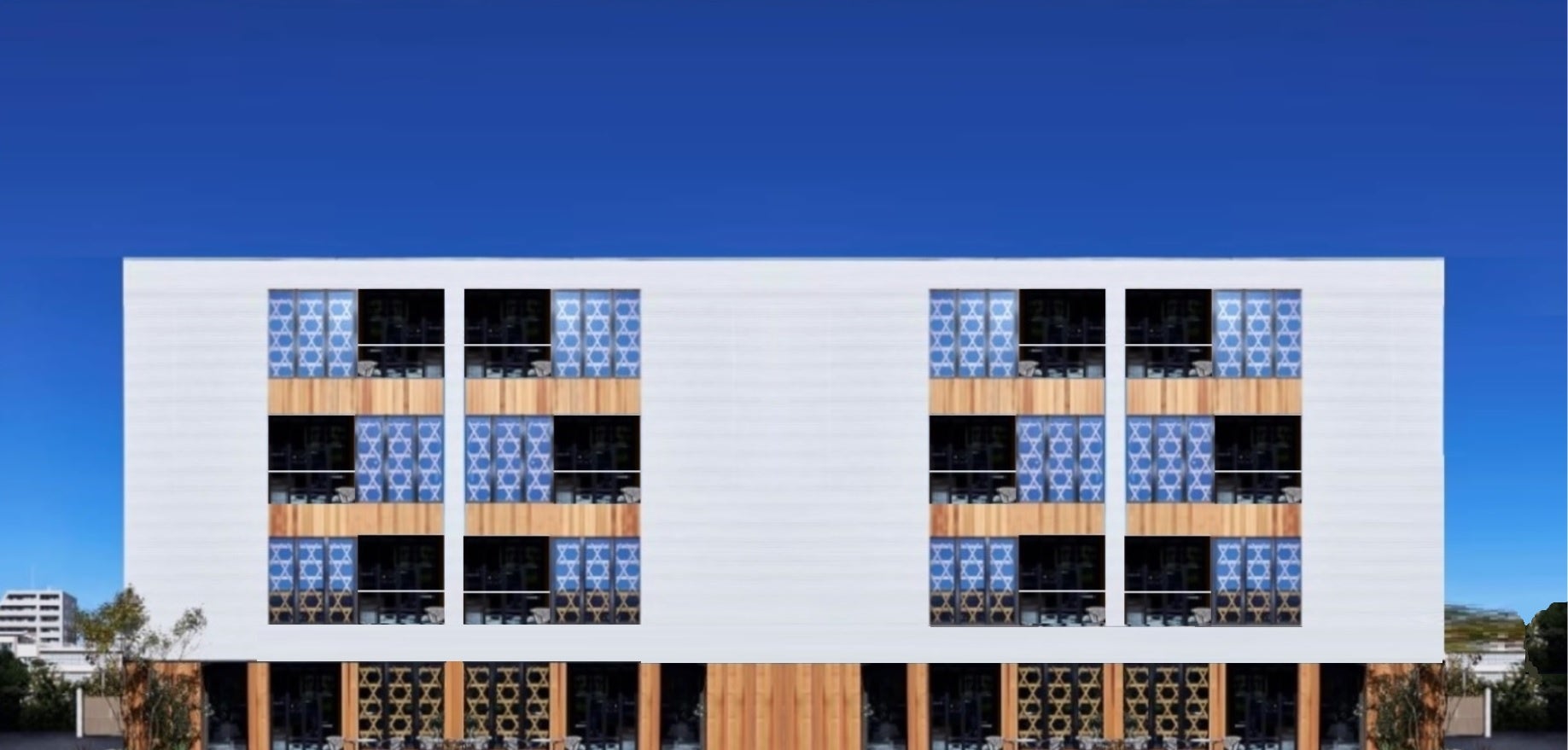 4階建て木造マンションの外観イメージ