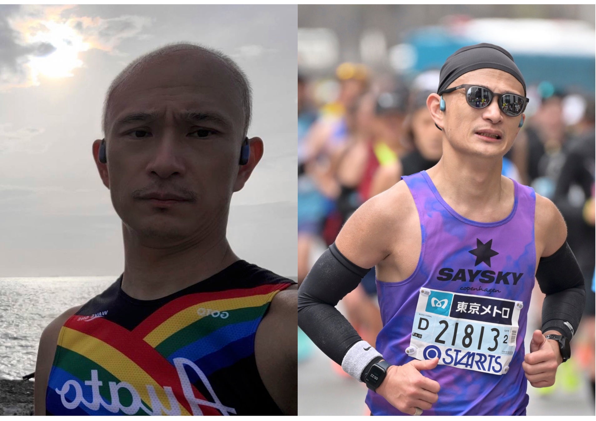 マラソンの様子。右側は東京マラソン出場時