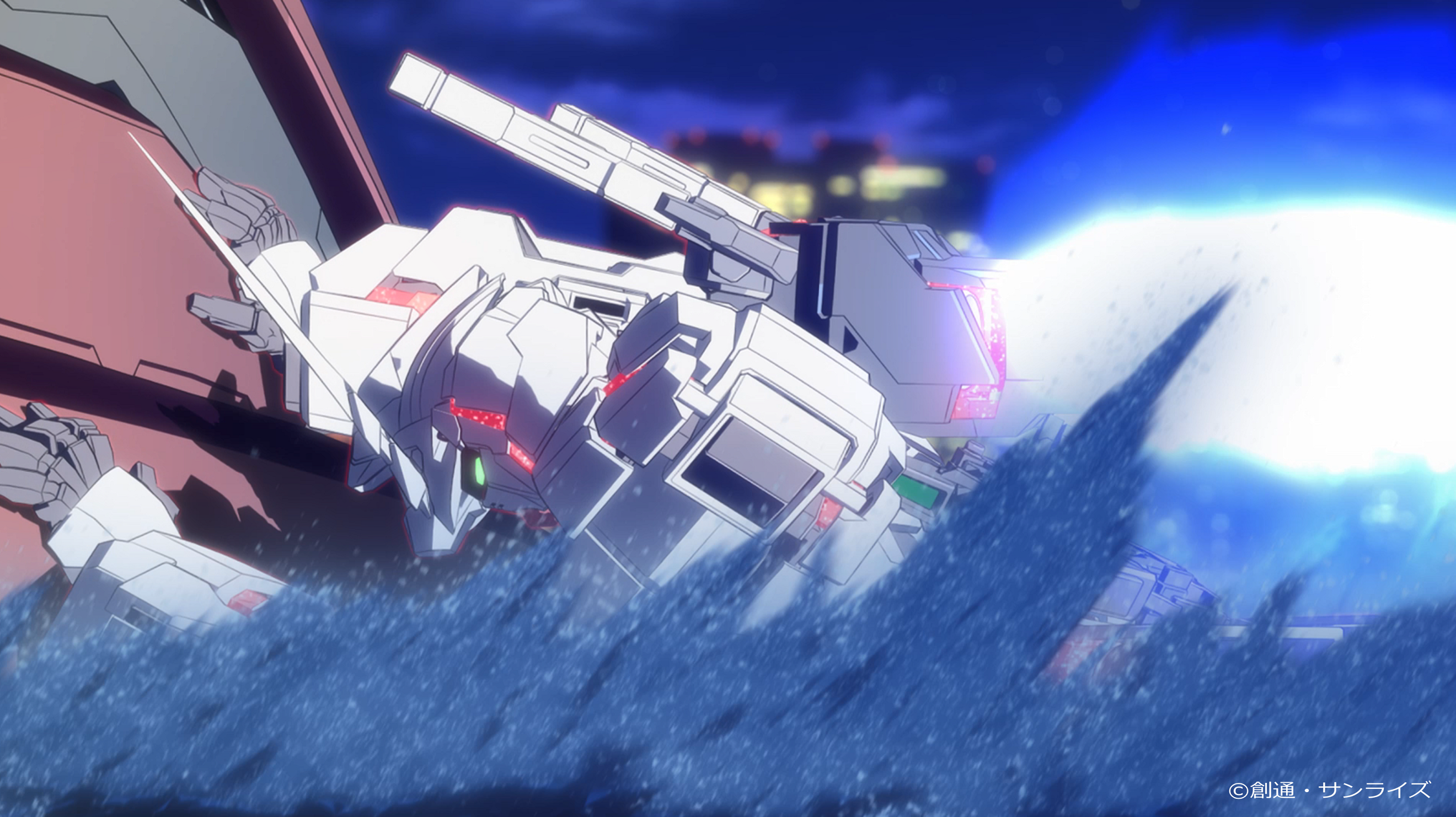 エフェクトをCGで作成。爆破や煙炎、海面のエフェクトはシミュレーションを使用しつつもセルルックになじむように作成。ビームやスラスターなどはアニメの見た目に合わせるため、形状をモデルで再現して制作しました。