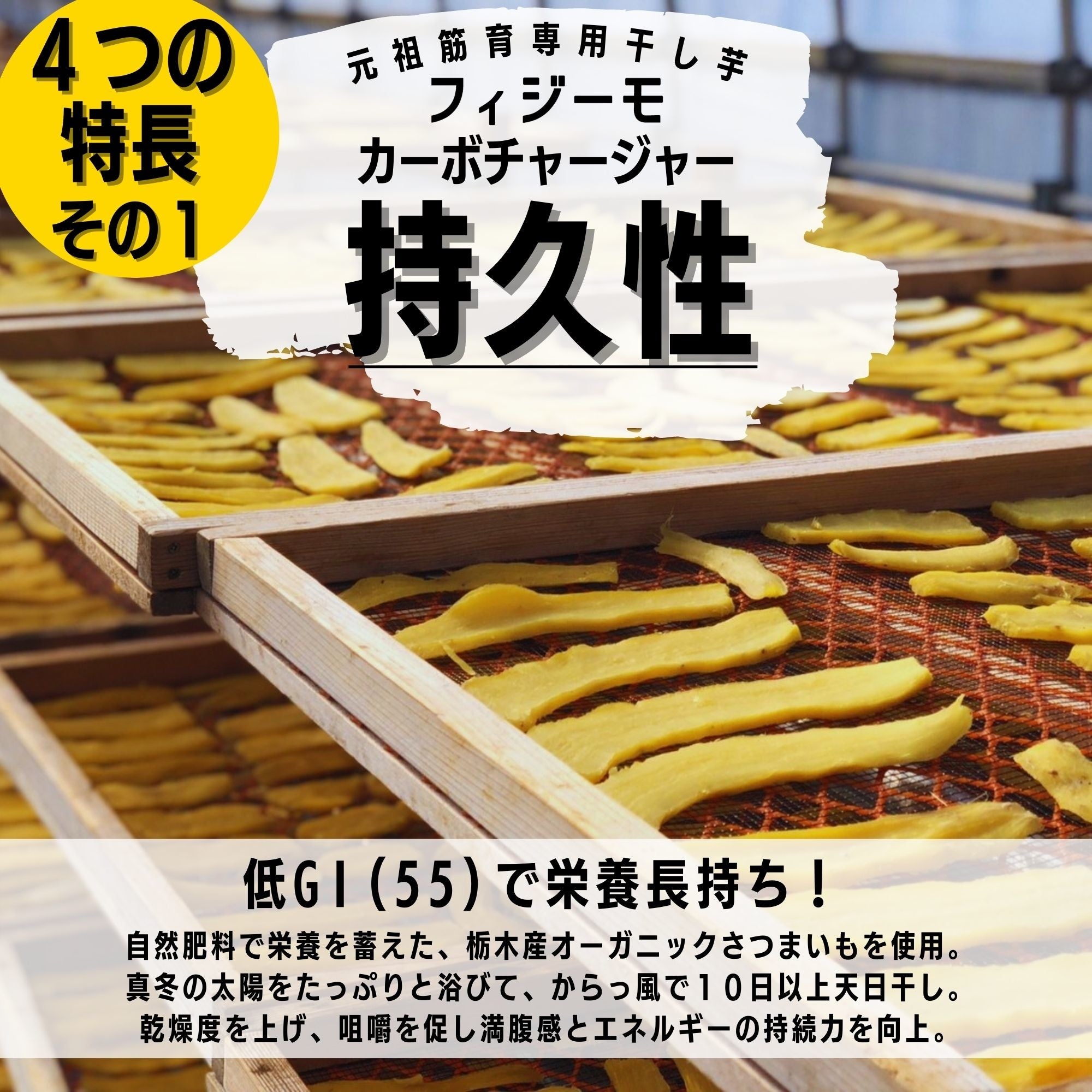 【持久性】低ＧＩ（５５）で、栄養長持ち！