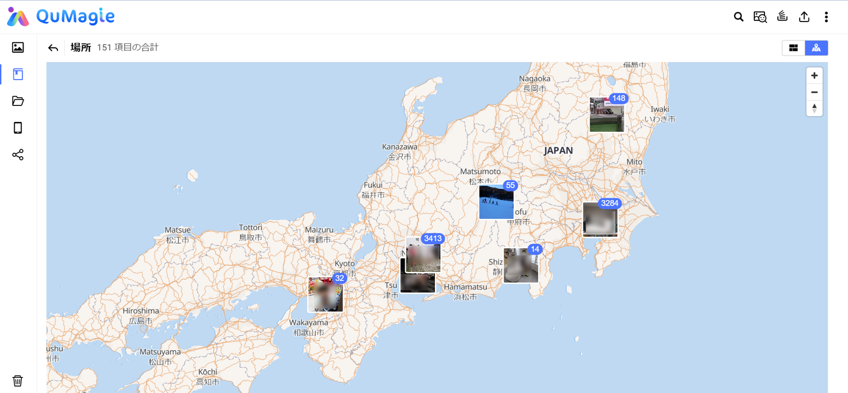 QuMagie 地図表示モード