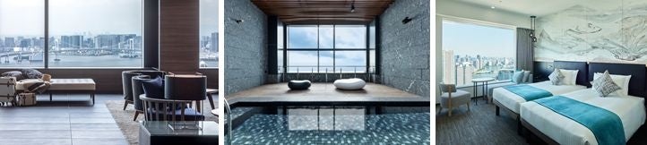 ホテルロビー、  大浴場、 客室（スーペリアツイン）