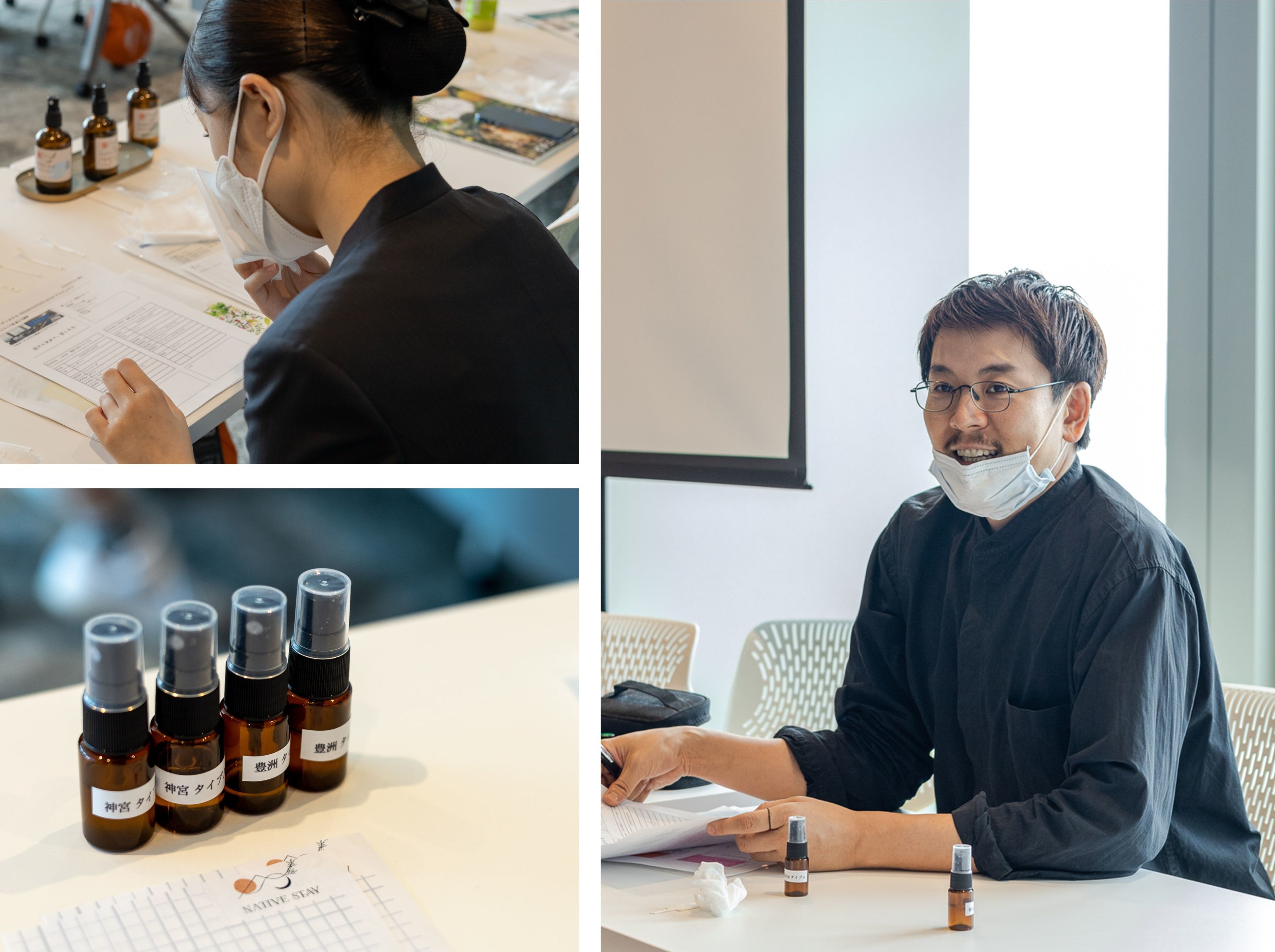 オリジナルファブリックスプレー 調合ワークショップの様子