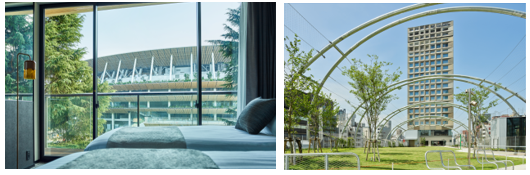 左：三井ガーデンホテル神宮外苑の杜プレミア、右：sequence MIYASHITA PARK