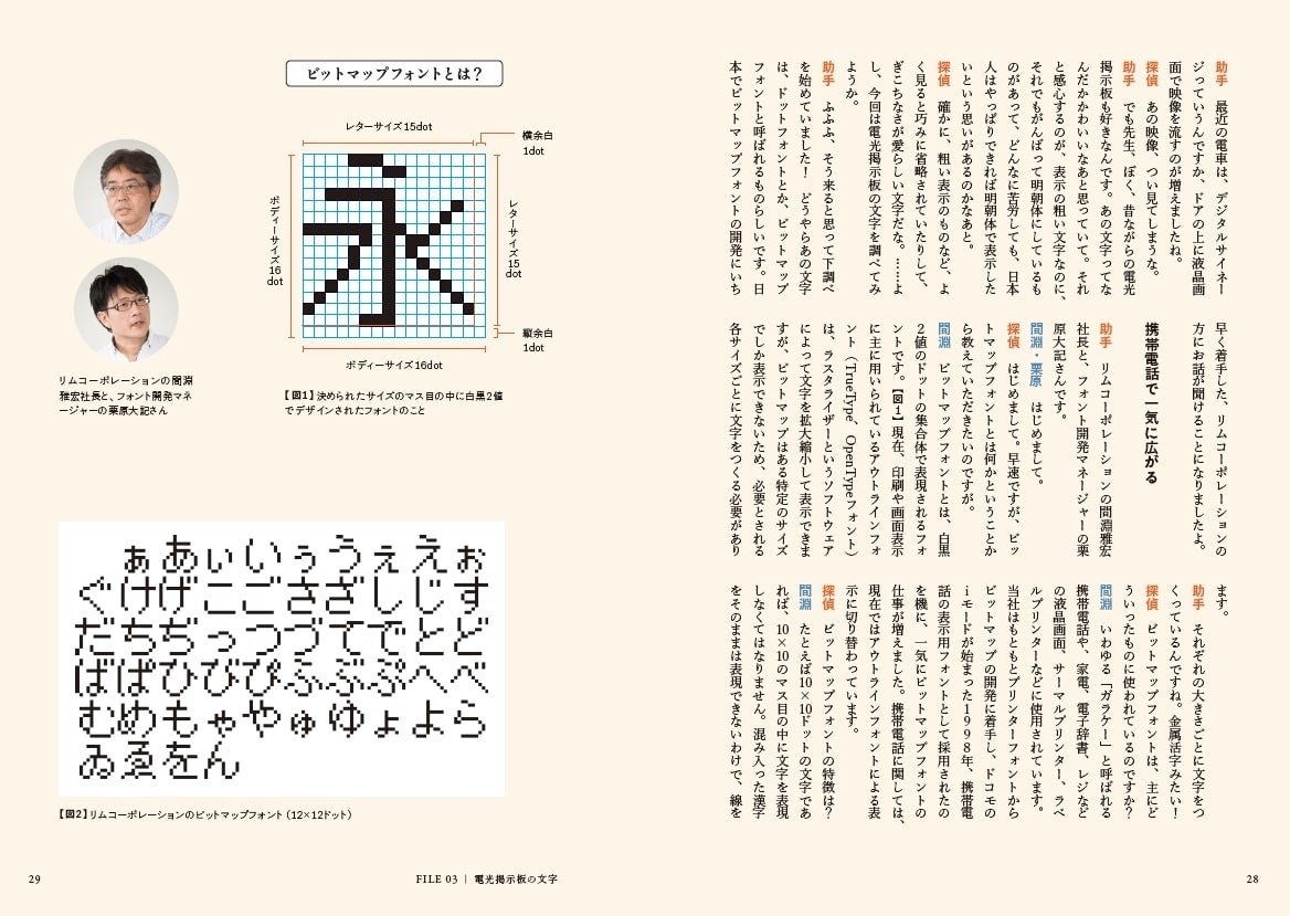 こちらはビットマップフォントと呼ばれる、駅などの電光掲示板で見かける文字