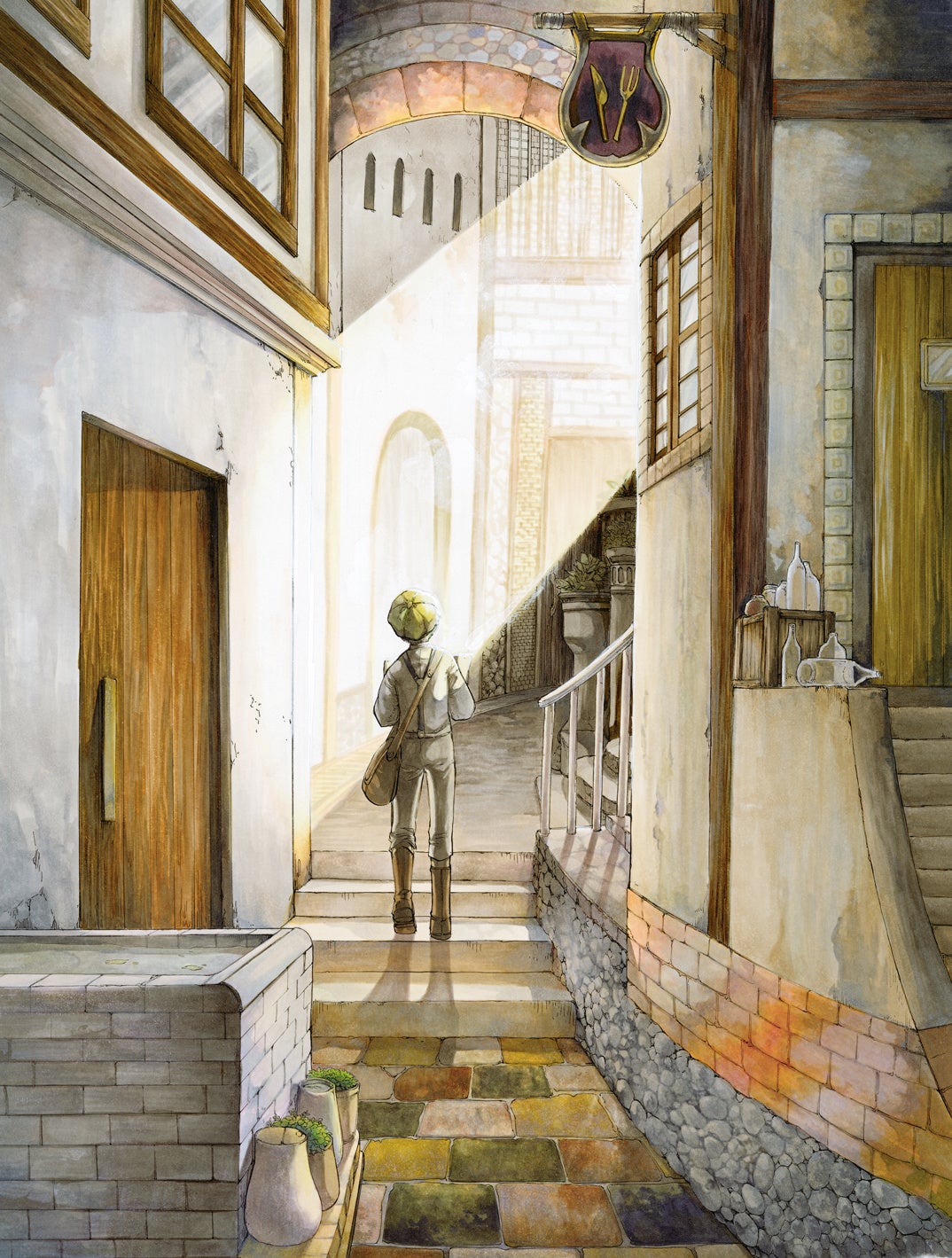 Scene5　石積み、レンガの敷石、レンガ塀、壁、ガラス窓 