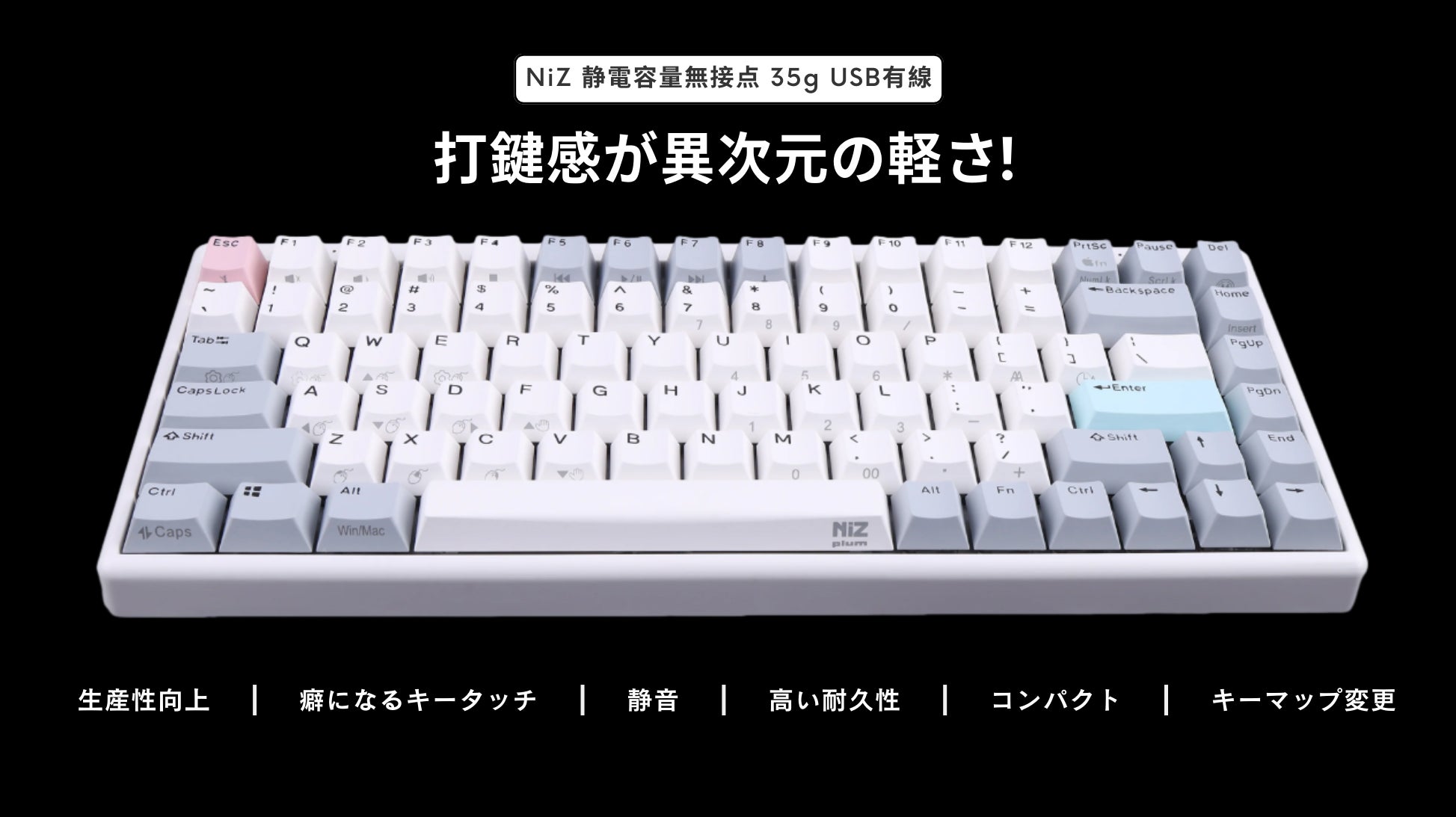 Niz キーボード 84キー 静電容量無接点式 US配列 日本で待望のニューリリース!NIZからミニサイズの静電容量無