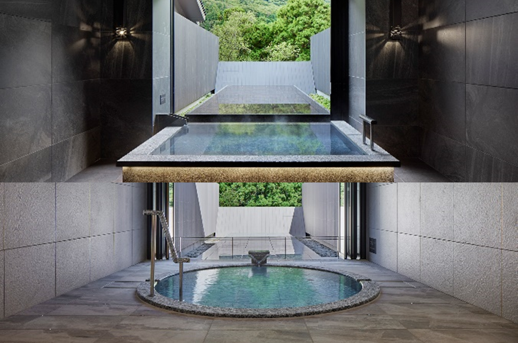 上：水面（みなも）の湯、下：明灯（あかり）の湯