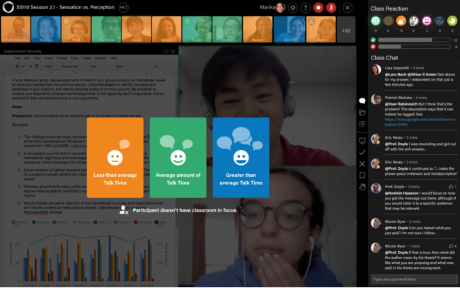 受講生の発言時間を色で瞬時に可視化するTalk Time機能