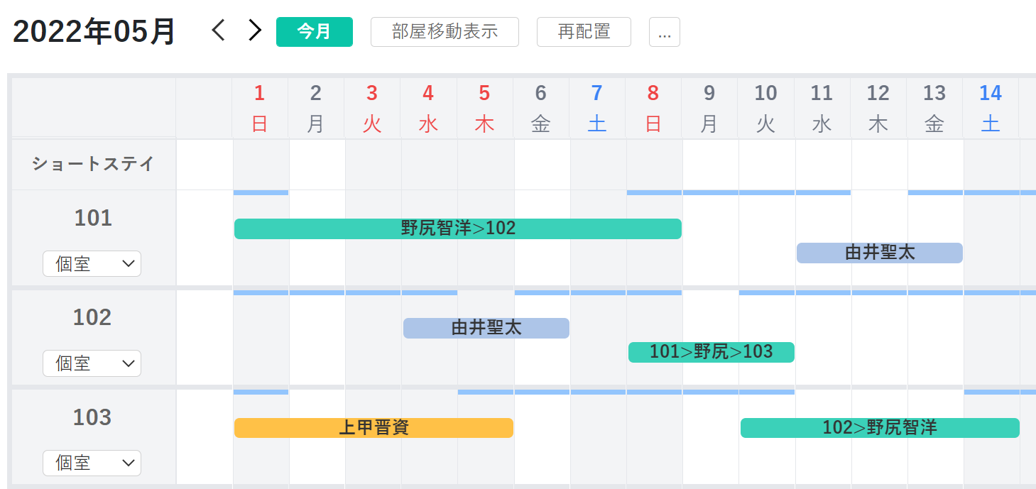 ②部屋移動表示機能の改善
