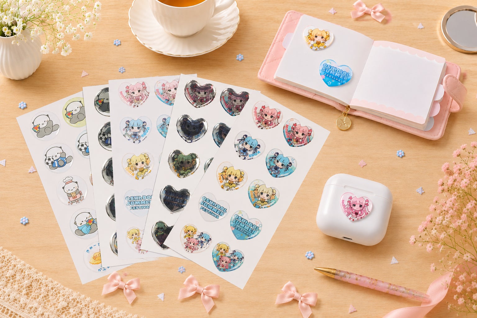 オリジナルプリント.jpが「ぷっくりシール円形・ハート型」を新発売——WEBデザインツールで入稿対応