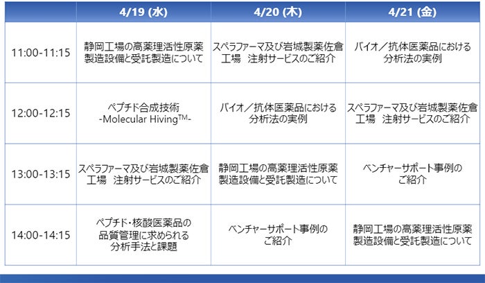 ブースセミナー タイムスケジュール