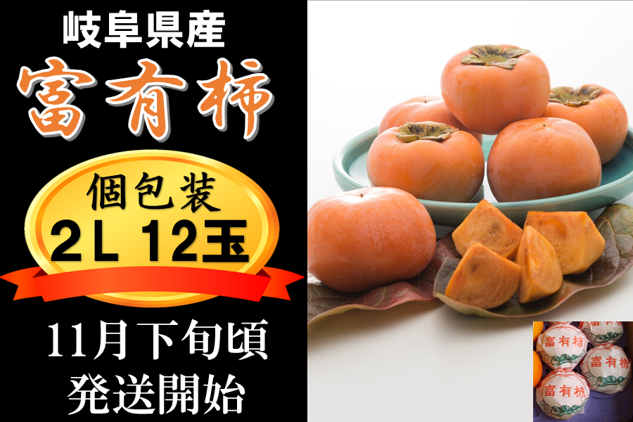 岐阜県産 富有柿 秀 ２L×１２玉入