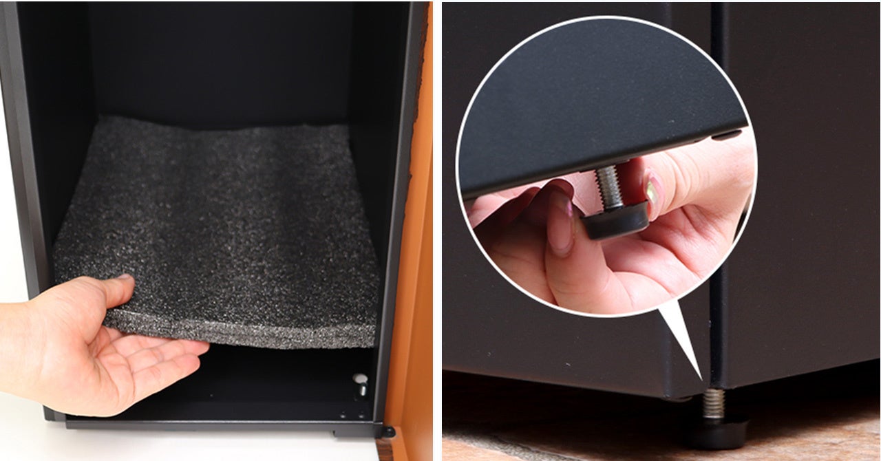 左：衝撃防止材　　　右：アジャスター