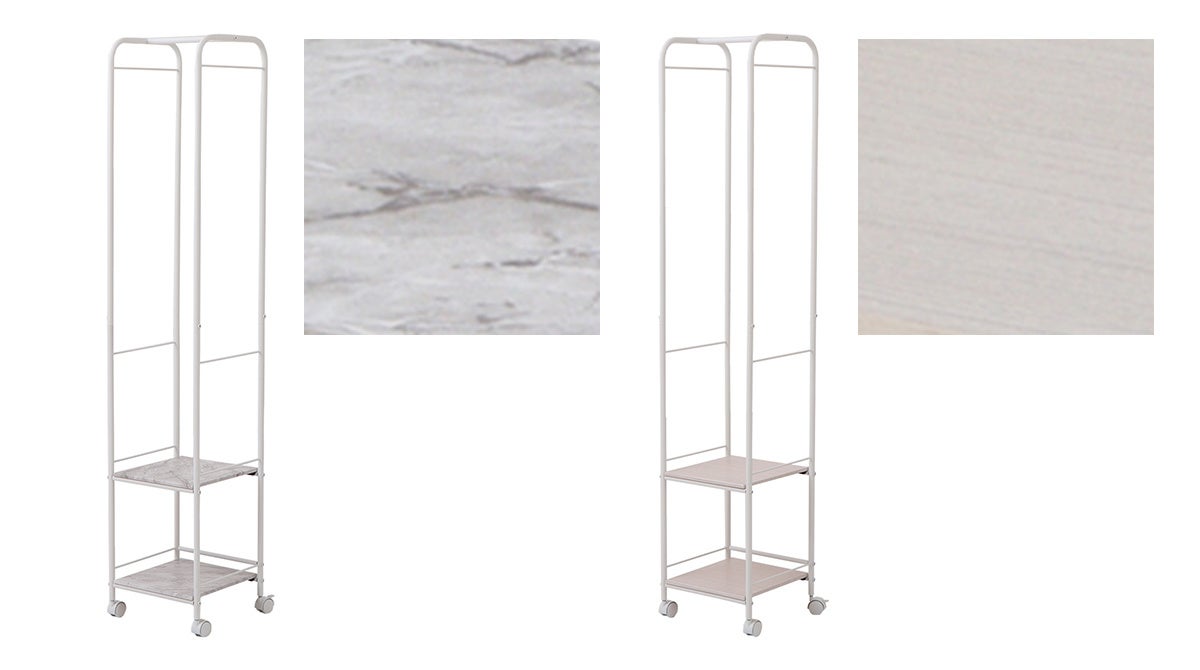 左：大理石柄のホワイト　　　右：木目柄のウッドホワイト