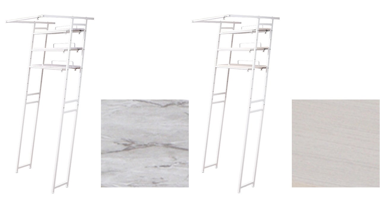 左：大理石柄（ホワイト）　　　右：木目柄（ウッドホワイト）