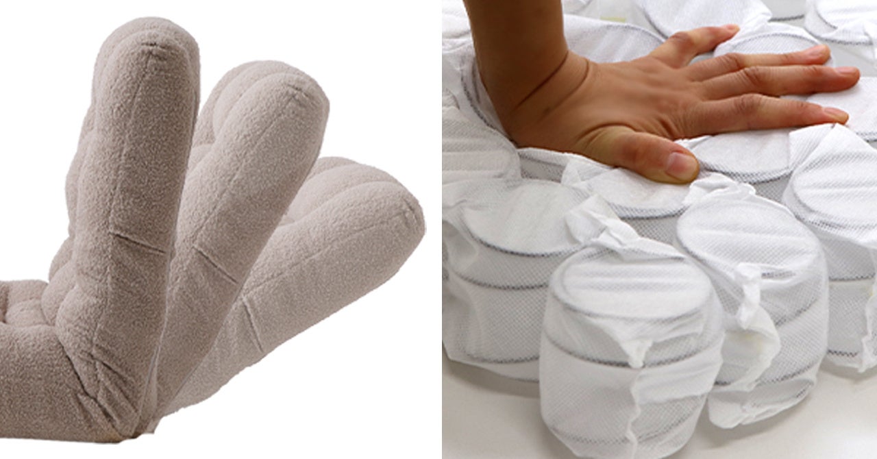 左：42段階のリクライニング　　右：座面に採用したポケットコイル