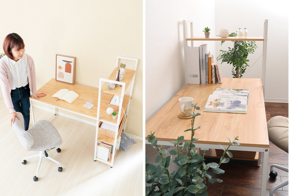 ぬくもりのあるナチュラルカラーとスチールホワイトの組み合わせがモダンな印象