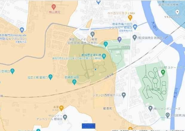 デジタル遺跡地図（都城歴史資料館付近・拡大）