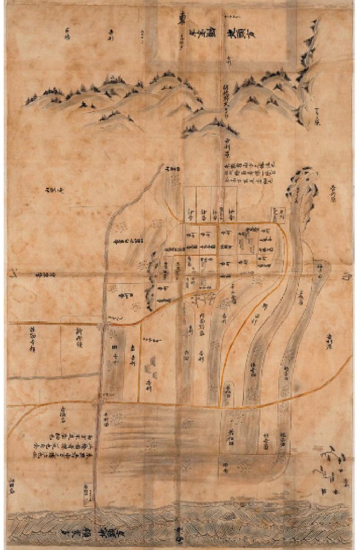 重要文化財　薩摩国伊作庄日置北郷下地中分絵図　東京大学史料編纂所所蔵