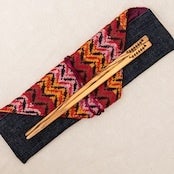 地場織物の箸袋とオリーブの花咲くお箸