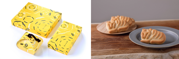 虎の花柄と阪神タイガースのマークをデザイン（左）　　　　　　　　　虎の力強さを形にも表現（右）