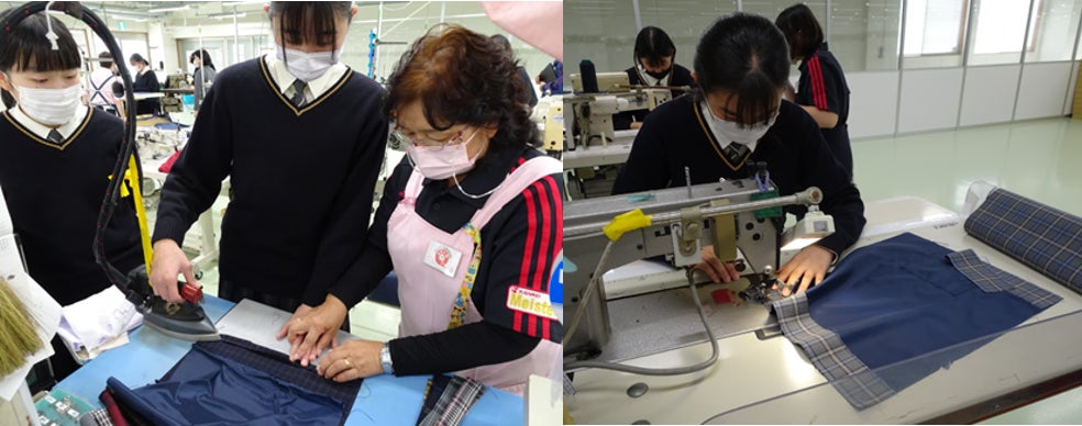 高校生が制服の余り布でエコバッグを作製し地域に配布。ものづくりから 高校生が制服の余り布でエコバッグを作製し地域に配布。ものづくりから