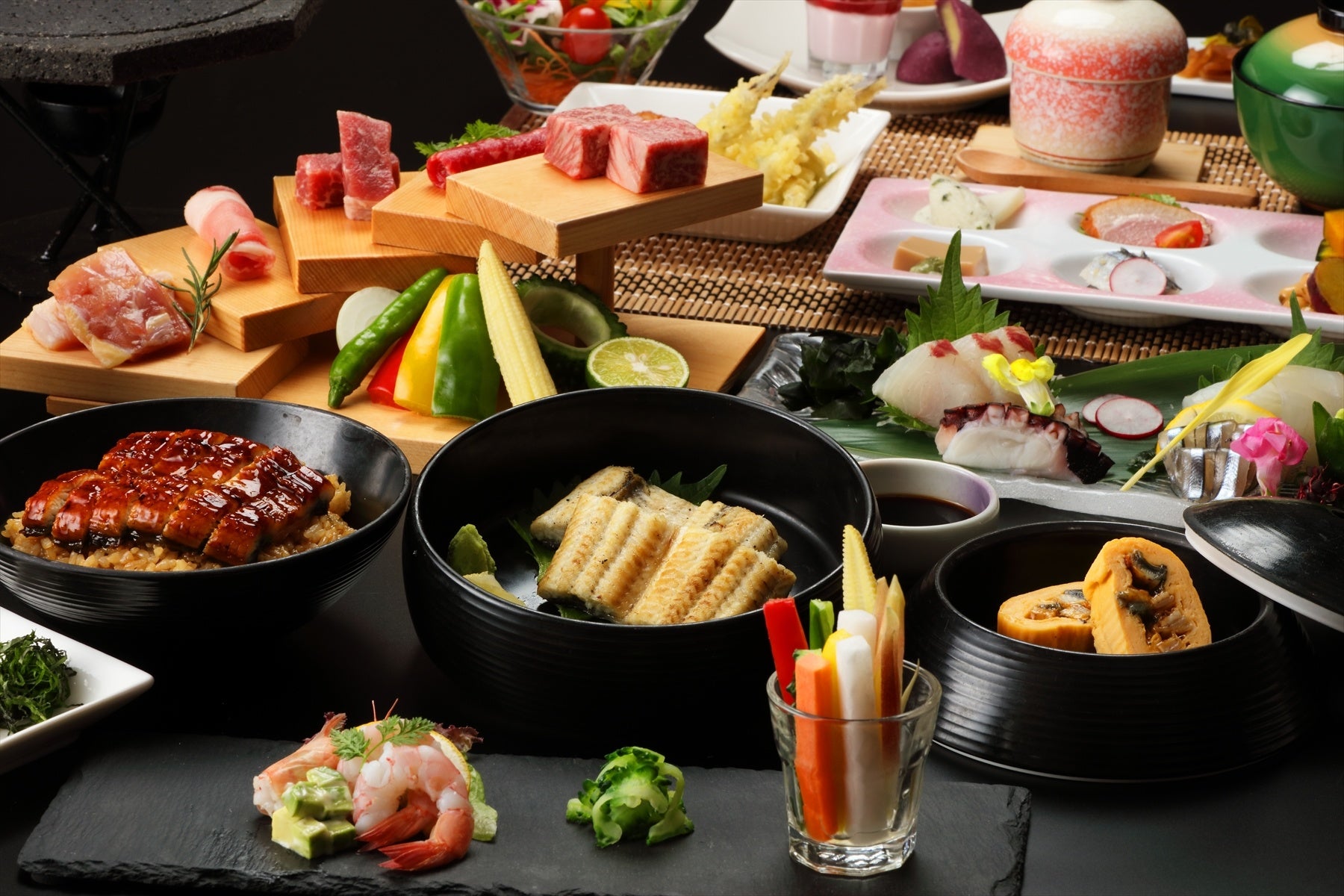 鹿児島極上うなぎと薩摩三大黒肉溶岩焼×ハーフビュッフェプラン