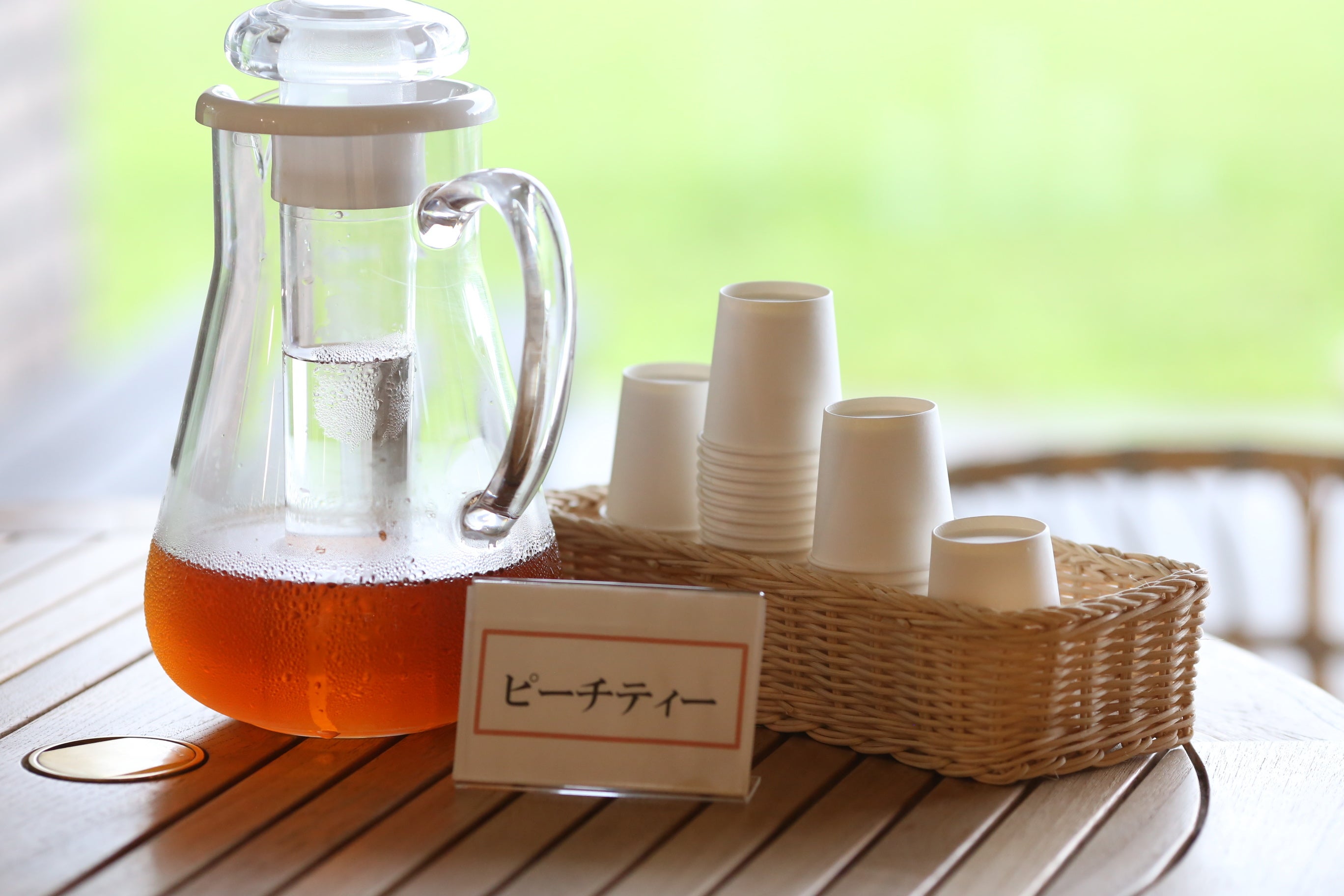 磐梯山を眺めながらピーチティーをどうぞ