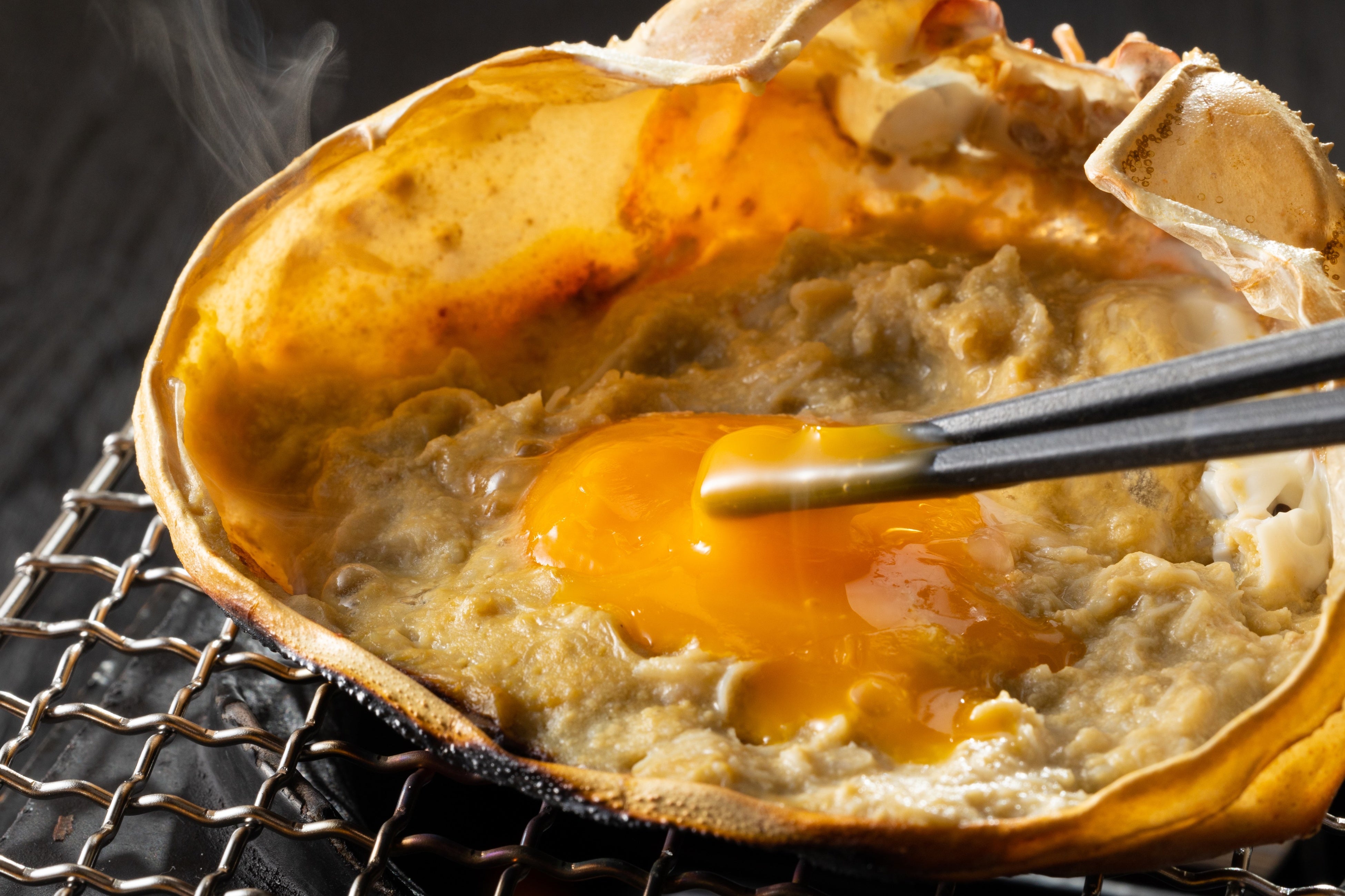 香住蟹月見甲羅焼き