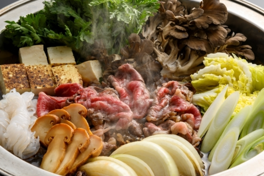 松茸と国産和牛のすき煮