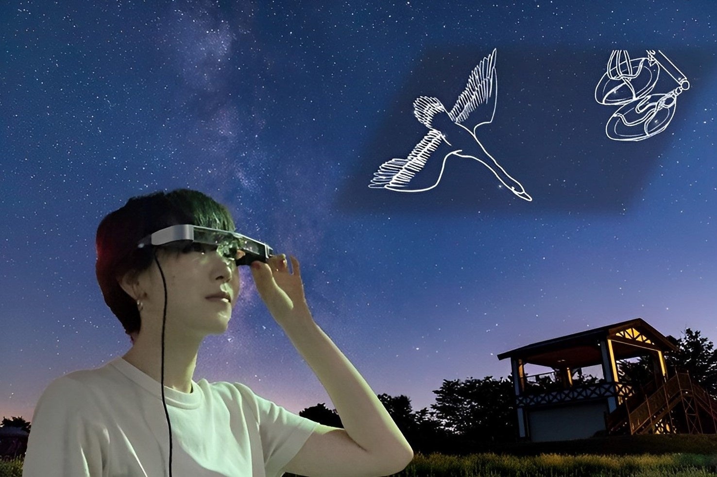 「癒し星AR」は、星座線／星座絵をAR表示し、実際の星座と重ね合わせることで、夜空に星座絵が浮かび上がるように星空観測を楽しむことができます