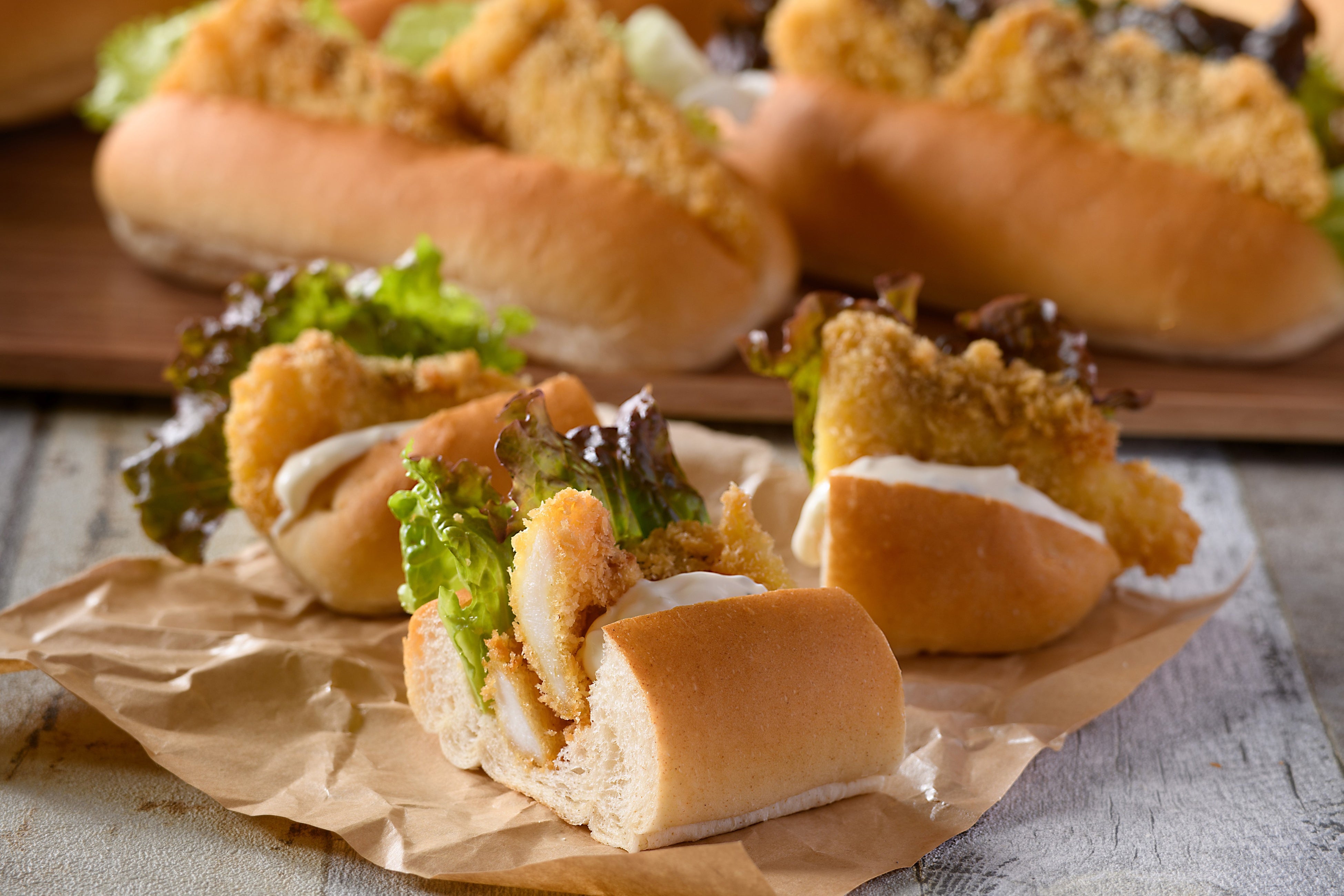 自分で作る「鯛カツバーガー」