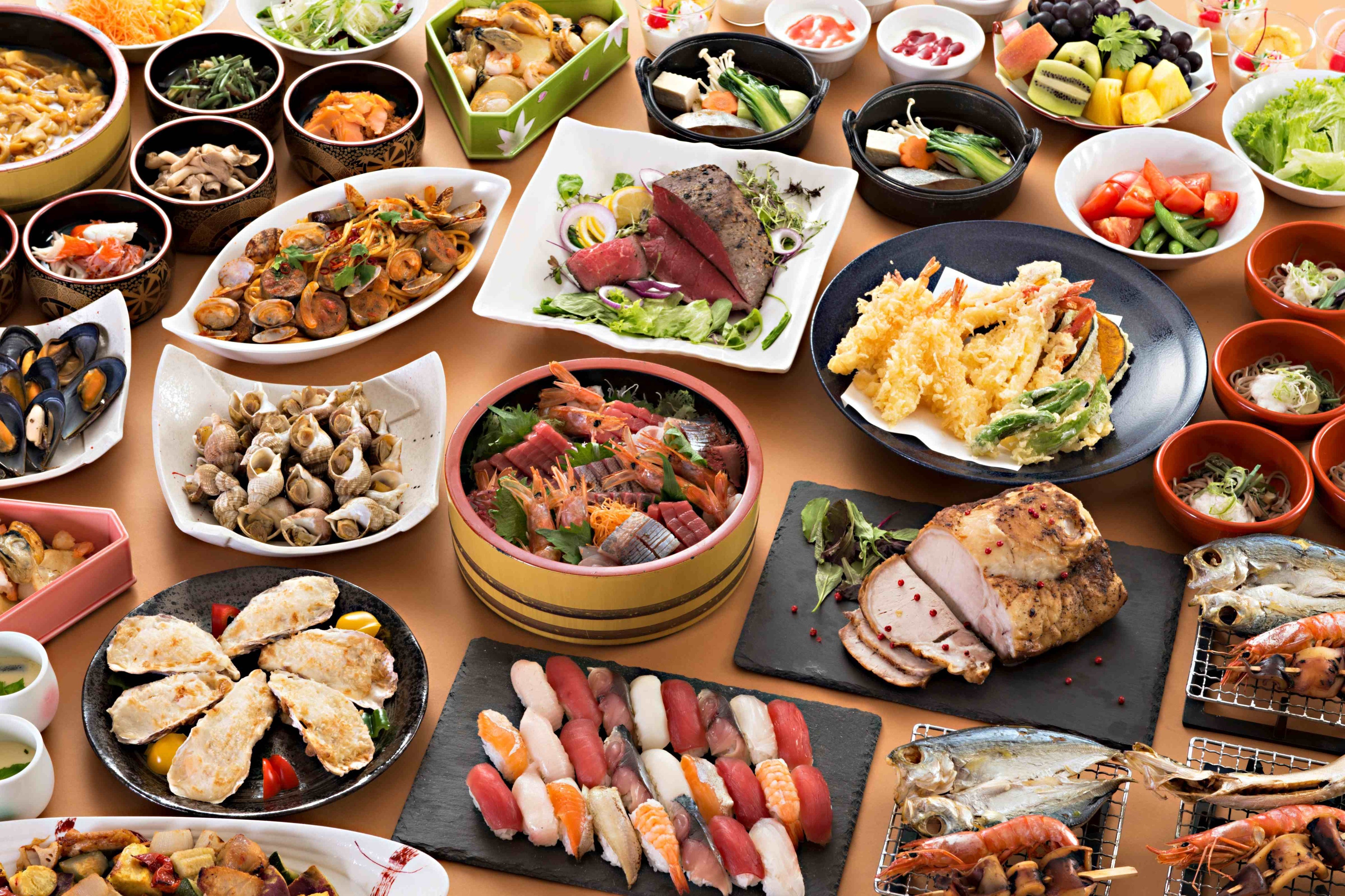 季節ごとの旬を大切に三陸ならではの新鮮な海産物と岩手県産の食材をふんだんに使用したビュッフェです