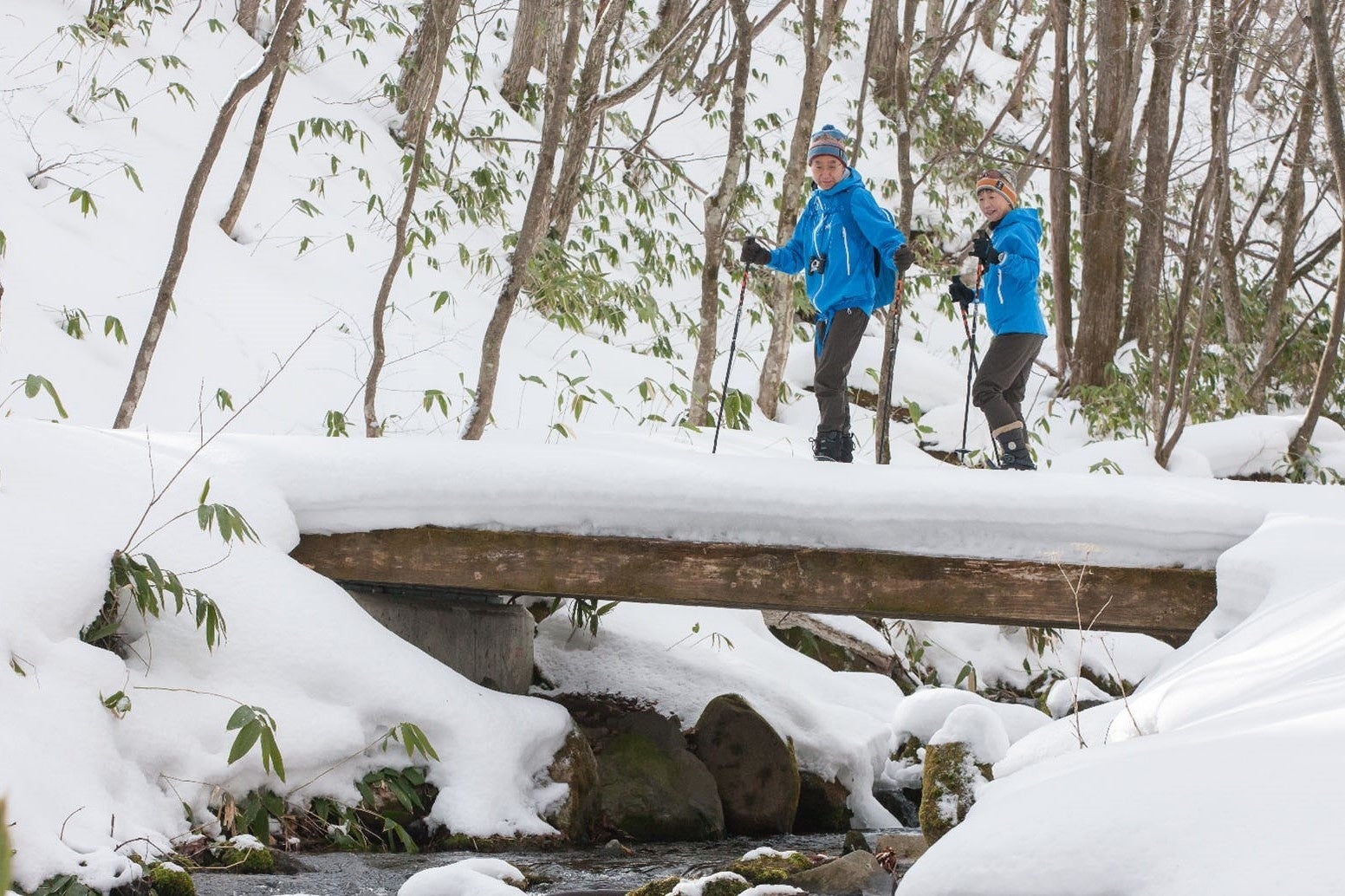 野鳥の声に耳を傾けなが楽しむスノーシュー