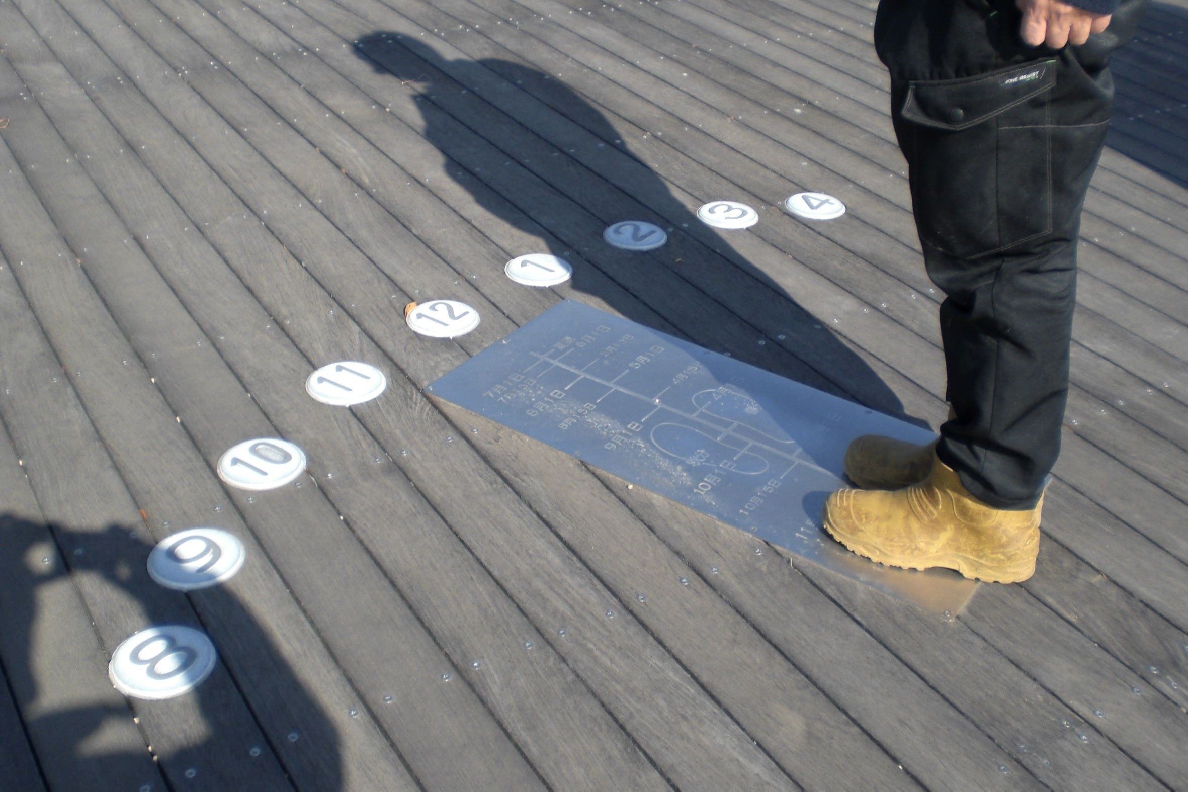 自分の影が時間を指す「影時計」