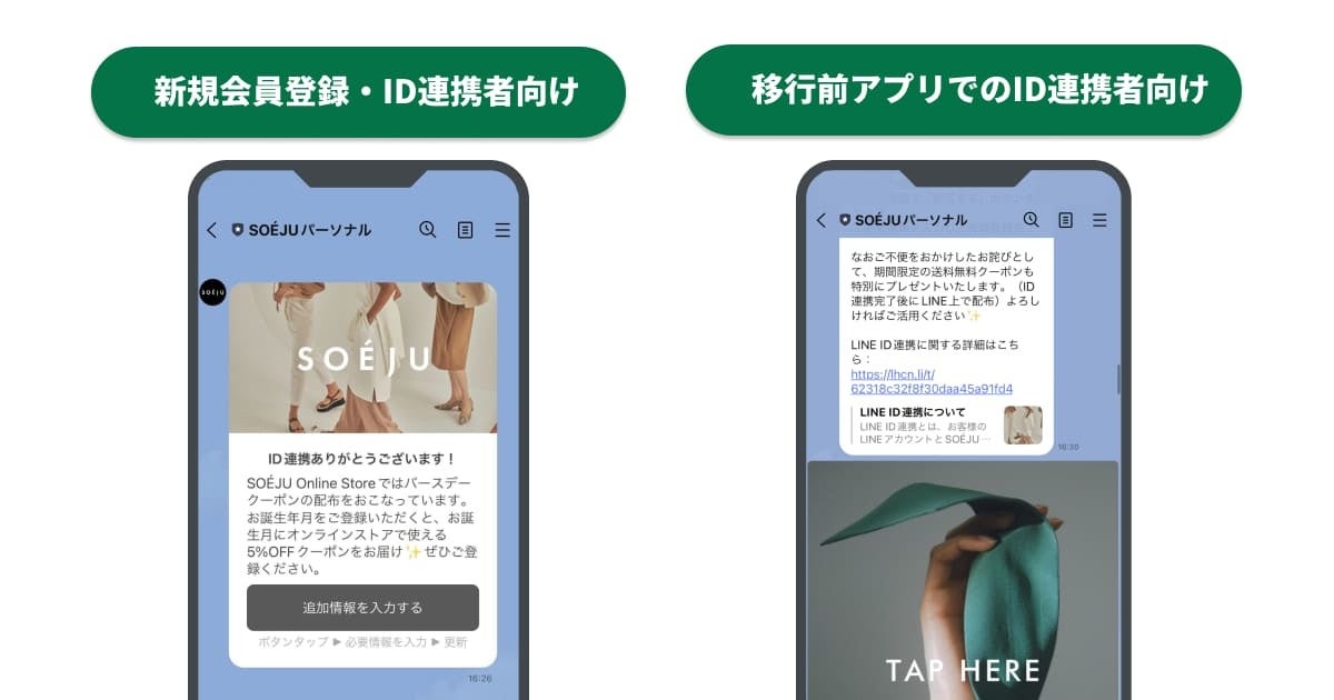 お客様へのLINEのメッセージ配信例