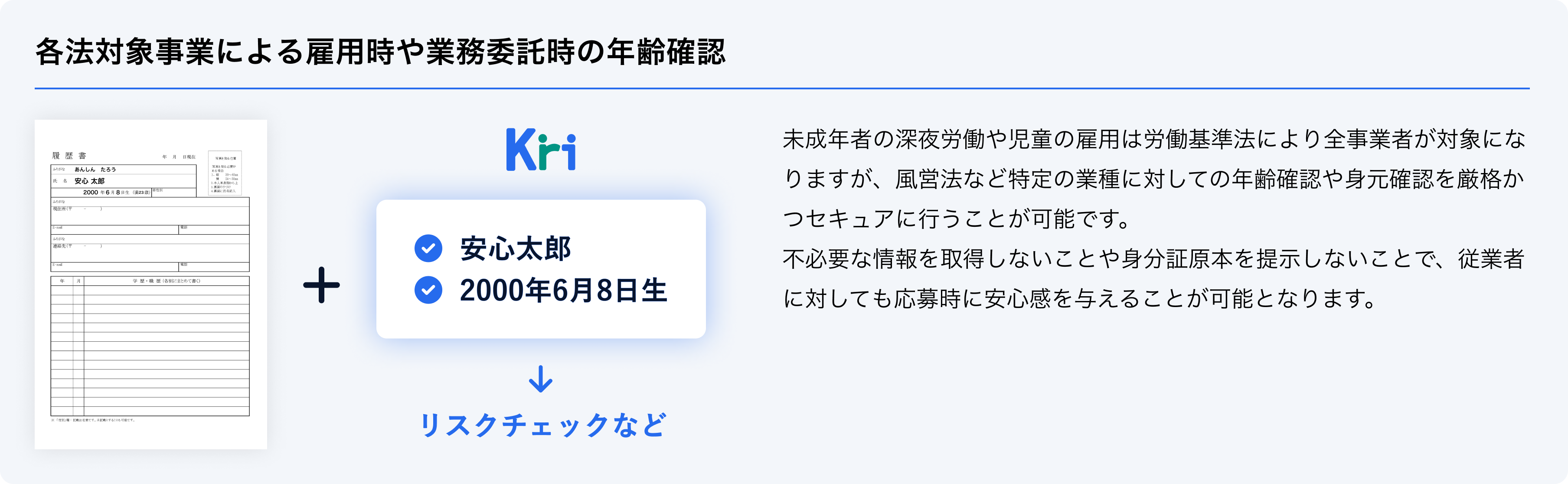 各法対象事業による雇用時や業務委託時の年齢確認