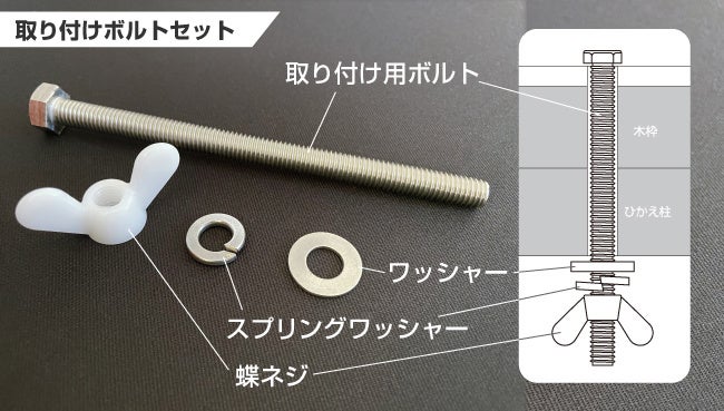 締めやすい樹脂製の蝶ネジを採用しています